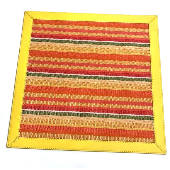 KIM SEYBERT SET OF 2 STRIPE SQUARE BEADED PLACEMATS NEIMAN MARCUS $100 AUTHENTIC - Picture 2 of 4